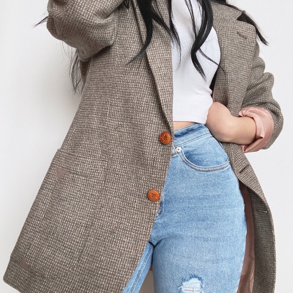 100% Wool Vintage Plaid Blazer -Size 40